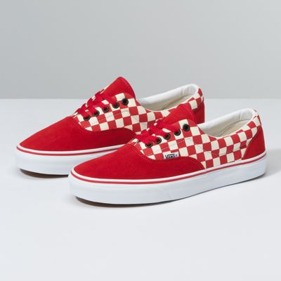 womens red checkerboard vans