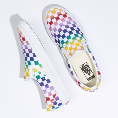 rainbow vans loafers