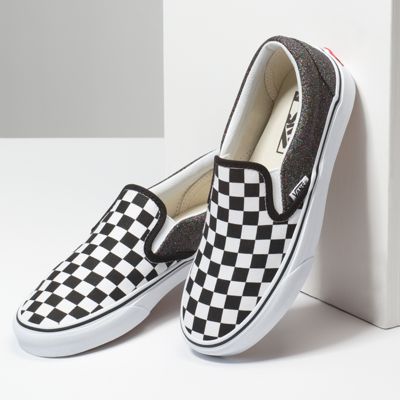 vans sparkle slip ons