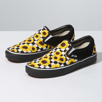 vans sunflower slip on shoes