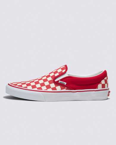Vans Customs Red With Black Leather Checkered Bottoms Men's Shoes Size  11.5W