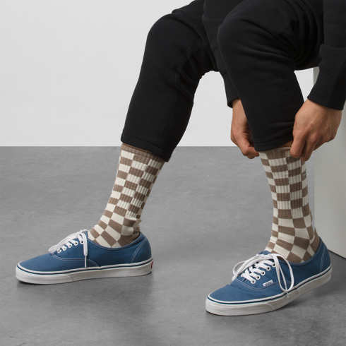 Vans Checkerboard Crew Sock Size 9.5-13 (Desert Taupe)