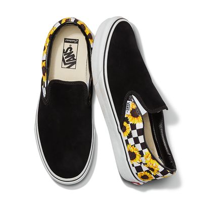 vans sunflower slip on shoes