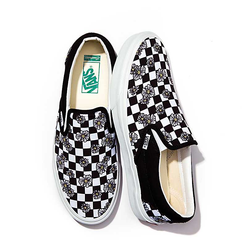 Customs Recycled Materials Daisy Checkerboard Slip-On