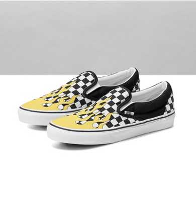 Customs Yellow Flame Checkerboard Slip-On