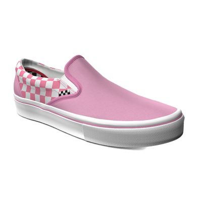 vans pink slip on checkerboard