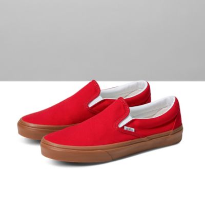 racing red vans slip ons