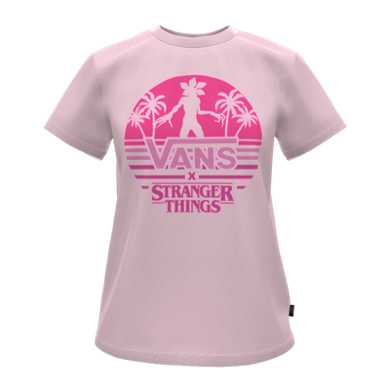 Vans X Stranger Things Customs Pink Demogorgon Paradise Women's Crew Tee