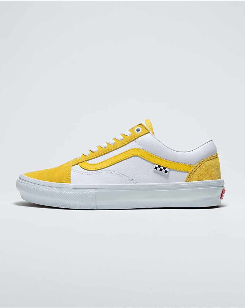 Vans Customs True White Cyber Yellow Skate Old Skool Shoes - 6.5 Men/8.0 Women