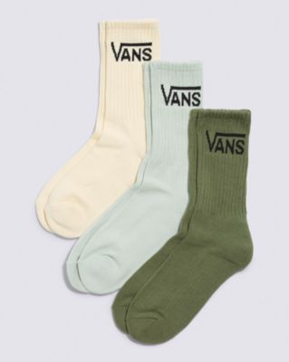 Vans Classic Crew Socks (3 Pairs) (pale Aqua) Women Green