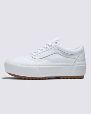 Old Skool Stacked Shoe((Canvas) True White)