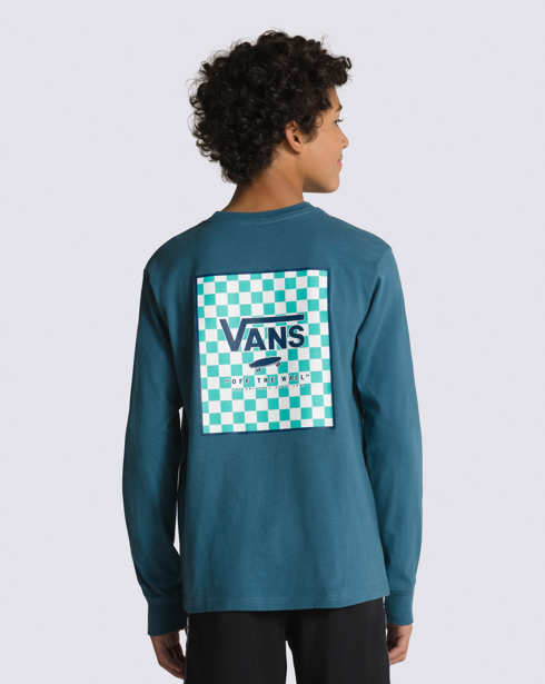 Vans Kids Print Box Long Sleeve T-Shirt (Vans Teal/Waterfall)