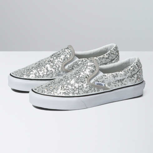 Vans Boucle Sequins Classic Slip-On Shoe (Silver)