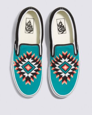 Vans Classic Slip-on Desert Vibes Shoe(teal Blue/true White)