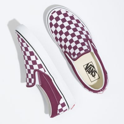 all purple checkered vans