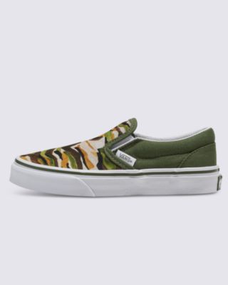 Vans Kids Classic Slip-on Shoe(painted Camo/green/multi)