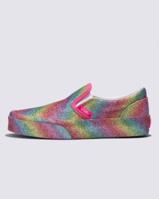 Vans Kids Classic Slip-on Glitter Rainglow Shoe(rainbow)