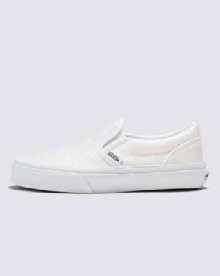 Vans Kids Classic Slip-on Glitter Shoe(white)