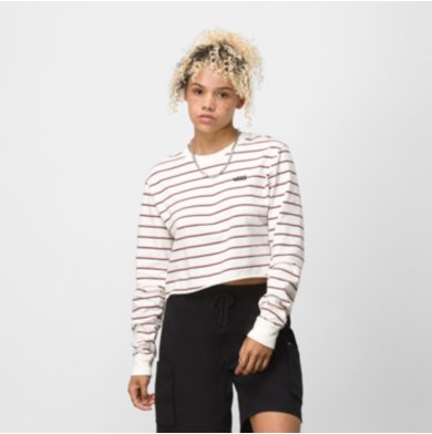 Time Off Stripe Long Sleeve Cropped Tee
