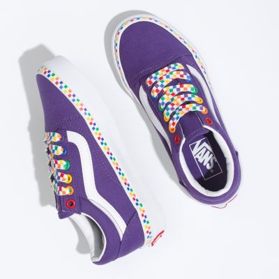 pastel rainbow checkered vans