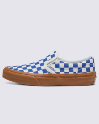 Vans Kids Classic Slip-on Checkerboard Shoe(blue/white)