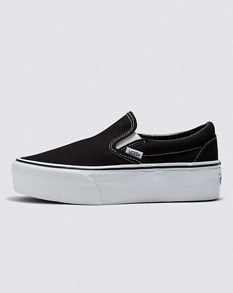 Vans Classic Slip-On Stackform Shoes - Black/White - 9.5