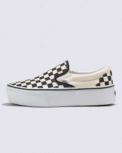 Vans Classic Slip-On Stackform Shoe (Checkerboard Black/Classic White)