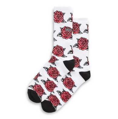 Red Rose Crew Sock Size 9.5-13