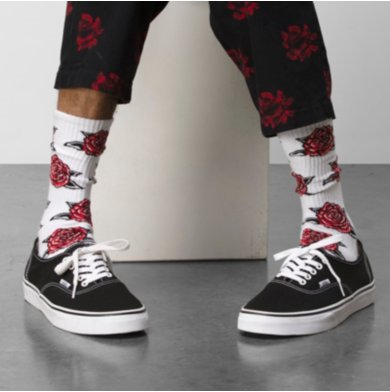 Red Rose Crew Sock Size 9.5-13
