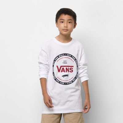 Vans Kids Logo Check Long Sleeve T-shirt(white)