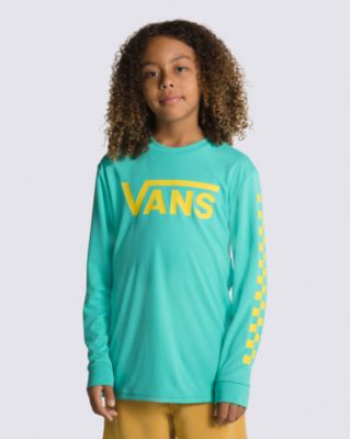 Kids Vans Classic Checker Long Sleeve Sun Shirt(Waterfall/Passion Fruit)