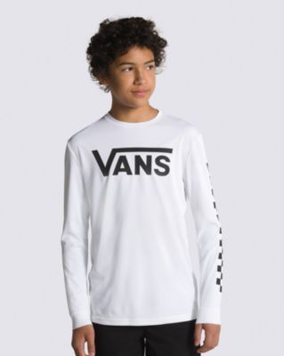 Vans Kids Classic Checker Long Sleeve Sun Shirt(white/black)