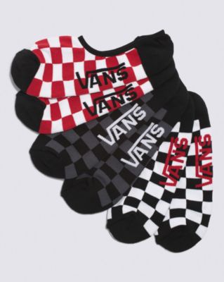 Vans Classic Super No Show Sock 3-pack(red/white Check)