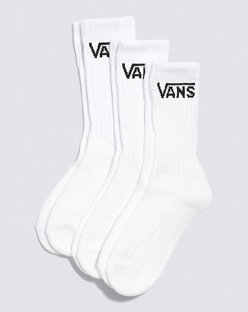 Vans | Boys Classic Crew Youth 10-13.5 3 Pack White Crew Socks