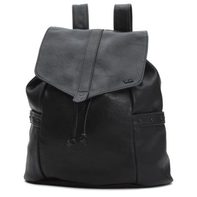 vans black leather backpack