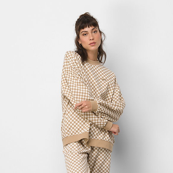 Subtle Check Slouchy Pullover Crew