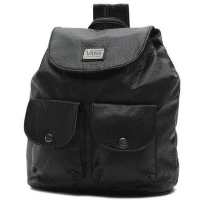vans black leather backpack