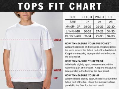 vans youth clothing size chart