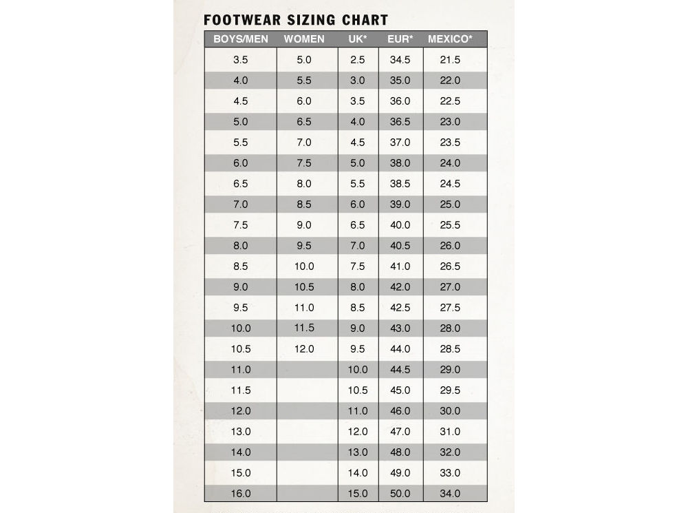 Vans Youth Size Chart