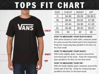 vans t shirt size chart 