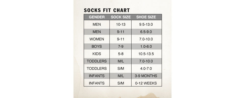 Boy Sock Size Chart