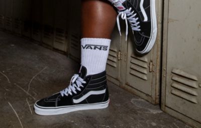 Black and white high top vans mens online