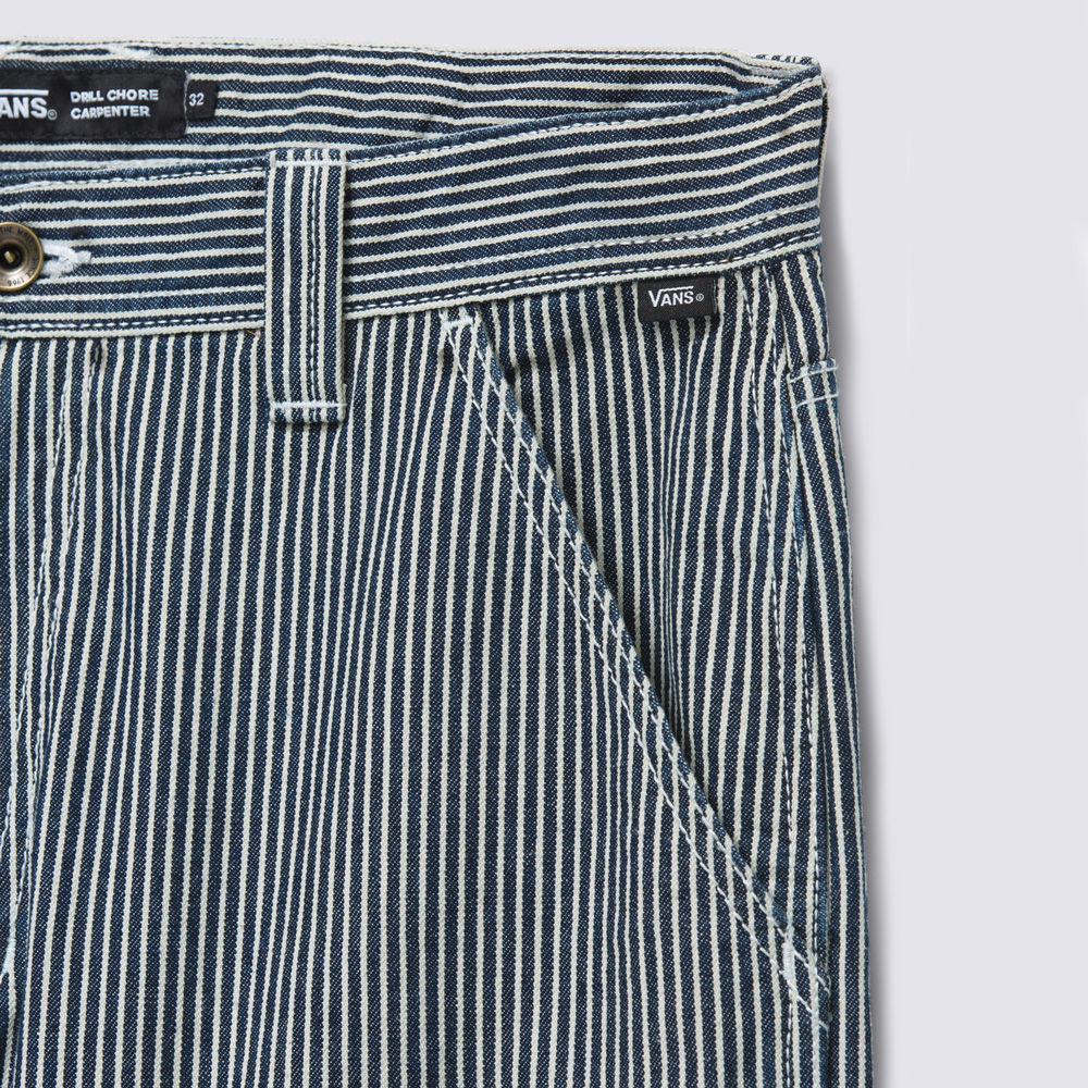 DRILL CHORE LOOSE TAPERED CARPENTER HICKORY STRIPE TROUSERS