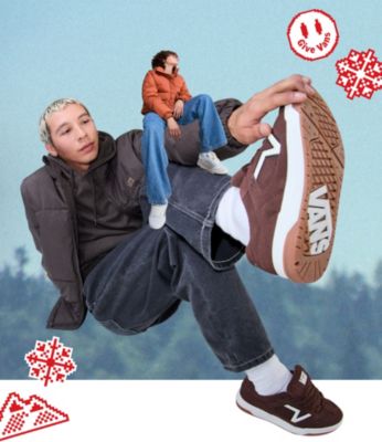 Vans holiday campaign featuring people wearing vans shoes and apparel.