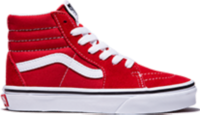 Red kids sk8-hi shoe with a white stripe