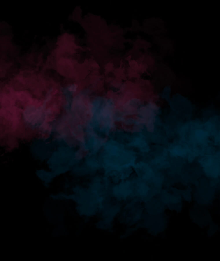 Pink, blue, and magenta colored smoke.