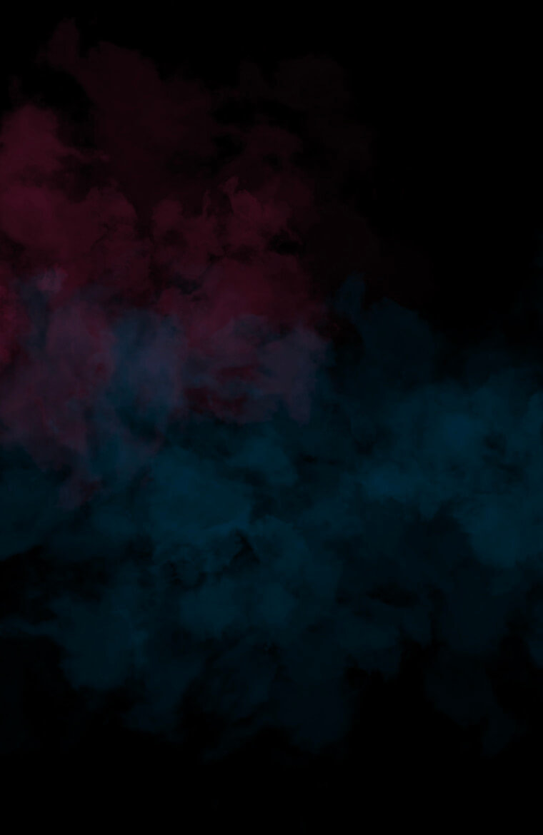 Pink, blue, and magenta colored smoke.