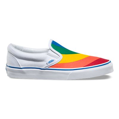 Rainbow Classic Slip-On Shoes | White | Vans