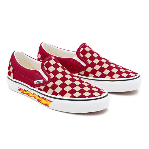 Red+Checkerboard+Flame+Slip-On+personalizadas