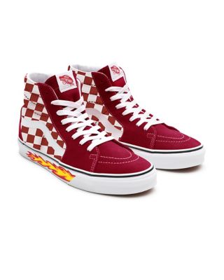 Red Checkerboard Flame Sk8-Hi personalizzate